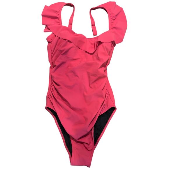 NEW Gottex Tutti Frutti Square Neck Ruffle One-Piece Swimsuit Size 8 - Picture 3 of 7